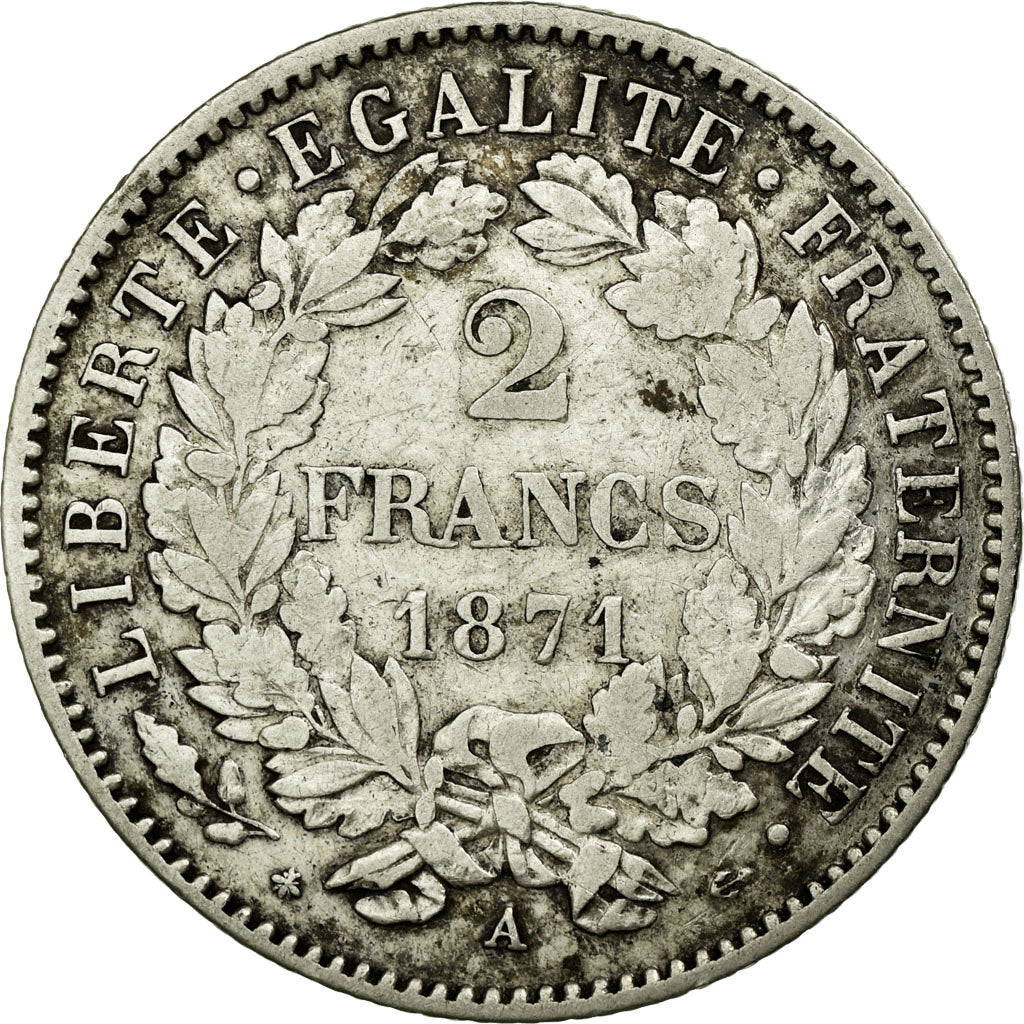 Monnaie, France, Cérès, 2 Francs, 1871, Paris, TTB, Argent, KM:817.1