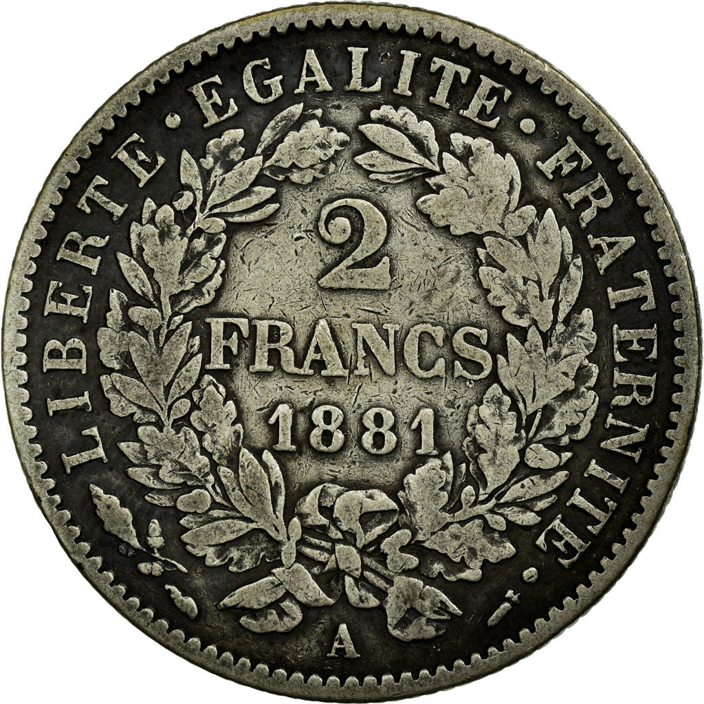Monnaie, France, Cérès, 2 Francs, 1881, Paris, TB+, Argent, KM:817.1