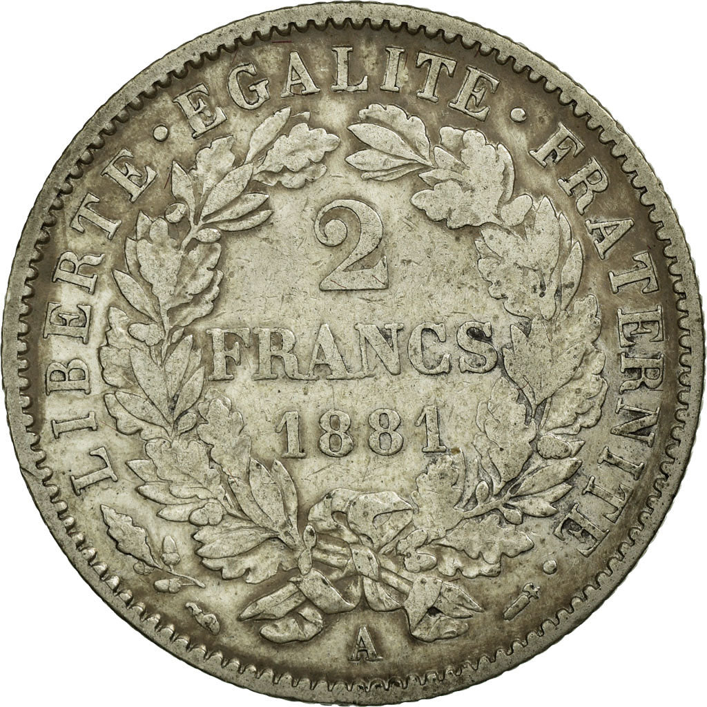 Monnaie, France, Cérès, 2 Francs, 1881, Paris, TTB, Argent, KM:817.1