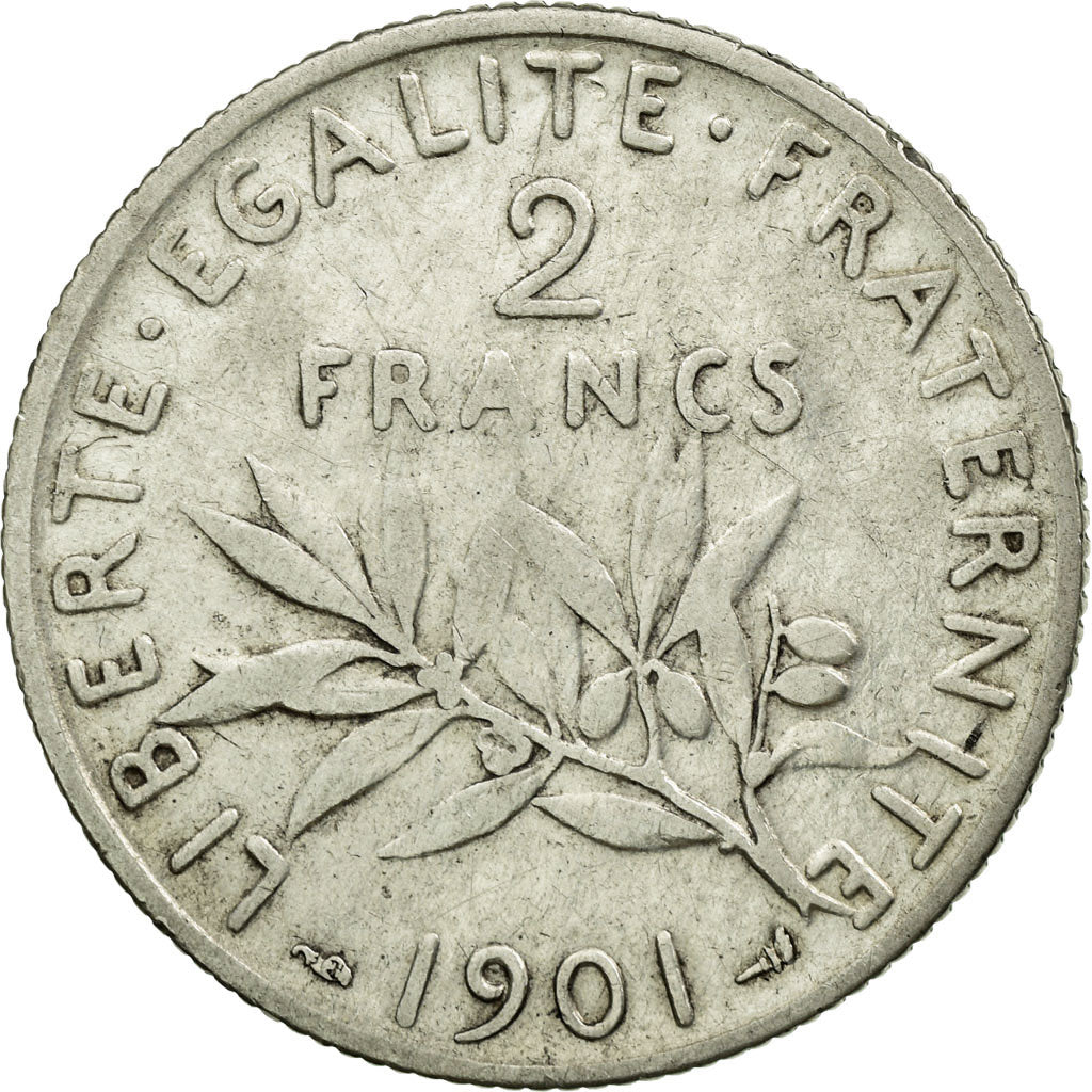 Coin, France, Semeuse, 2 Francs, 1901, Paris, VF(30-35), Silver, KM:845.1