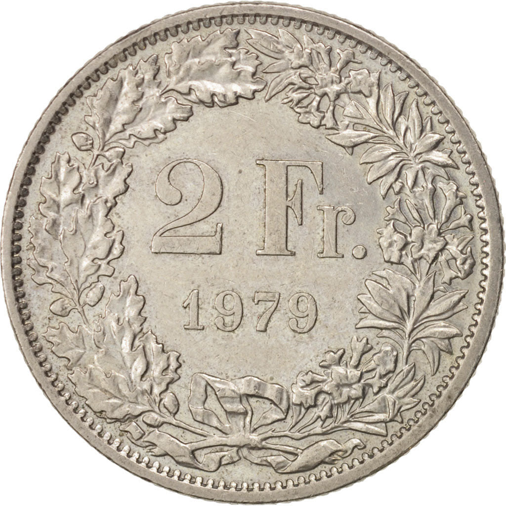 Coin, Switzerland, 2 Francs, 1979, Bern, MS(60-62), Copper-nickel, KM:21a.1