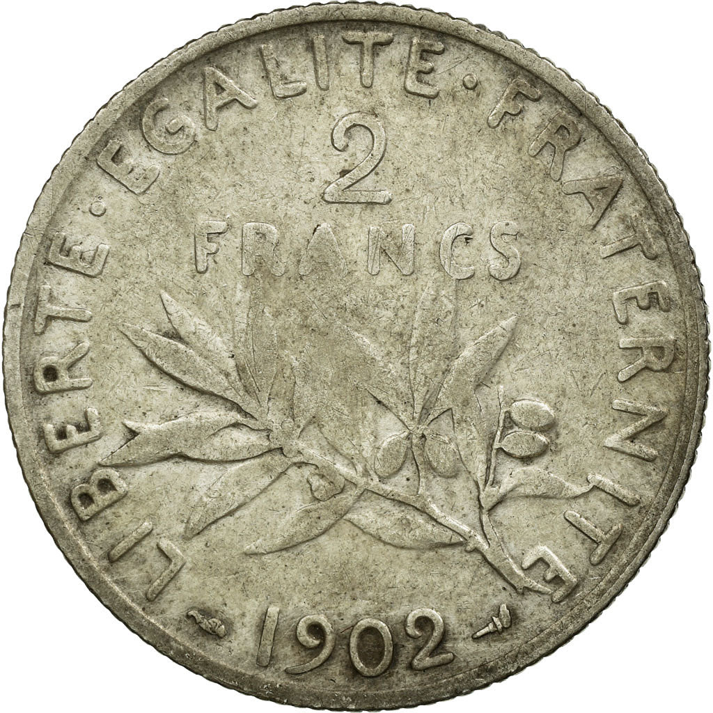 Coin, France, Semeuse, 2 Francs, 1902, VF(20-25), Silver, Gadoury:532