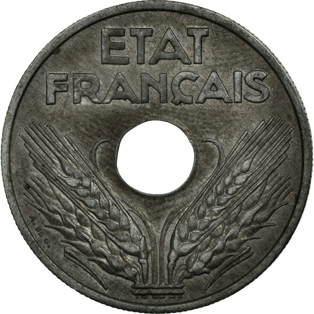 Munten, Frankrijk, État français, 20 Centimes, 1944, Paris, ZF+, Zinc