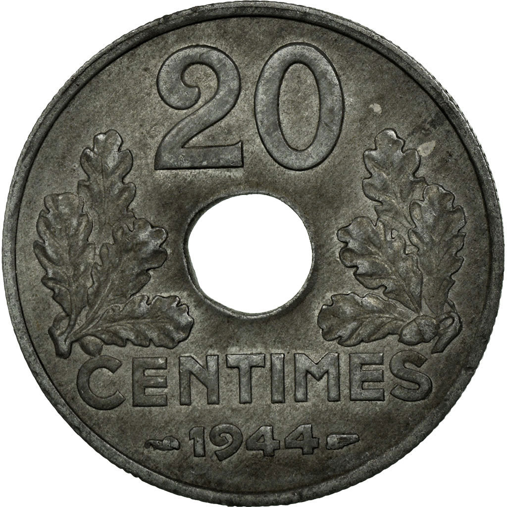 Munten, Frankrijk, État français, 20 Centimes, 1944, Paris, ZF+, Zinc