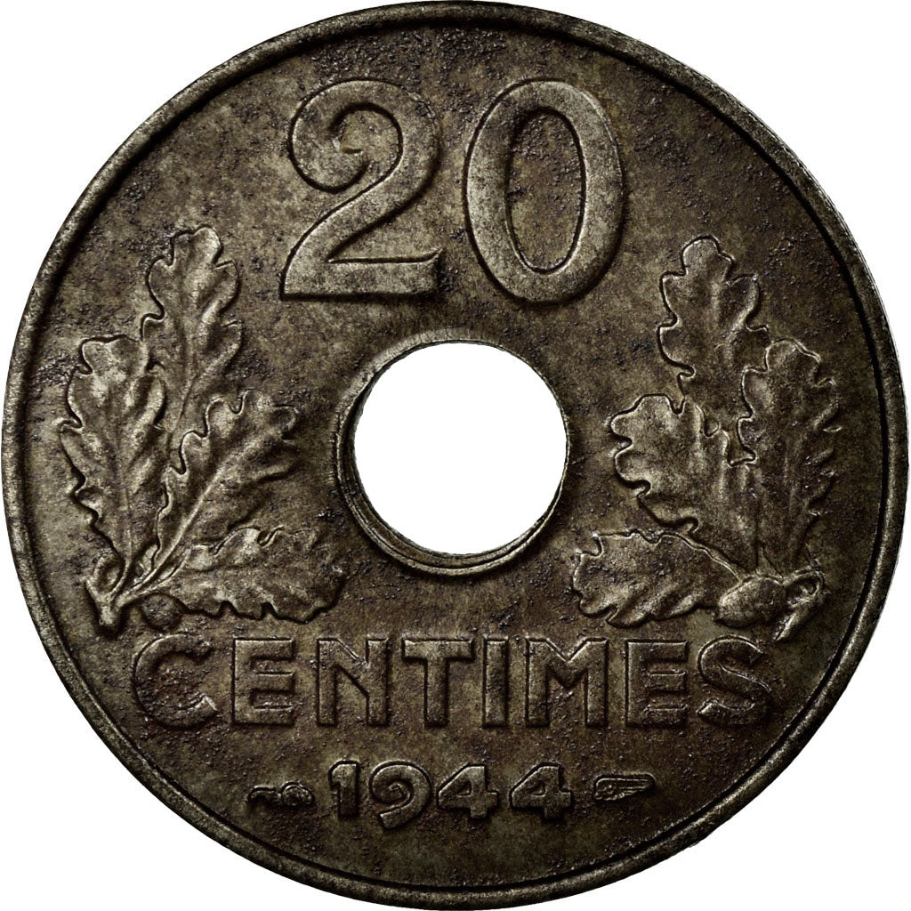 Munten, Frankrijk, État français, 20 Centimes, 1944, Paris, ZF+, Zinc