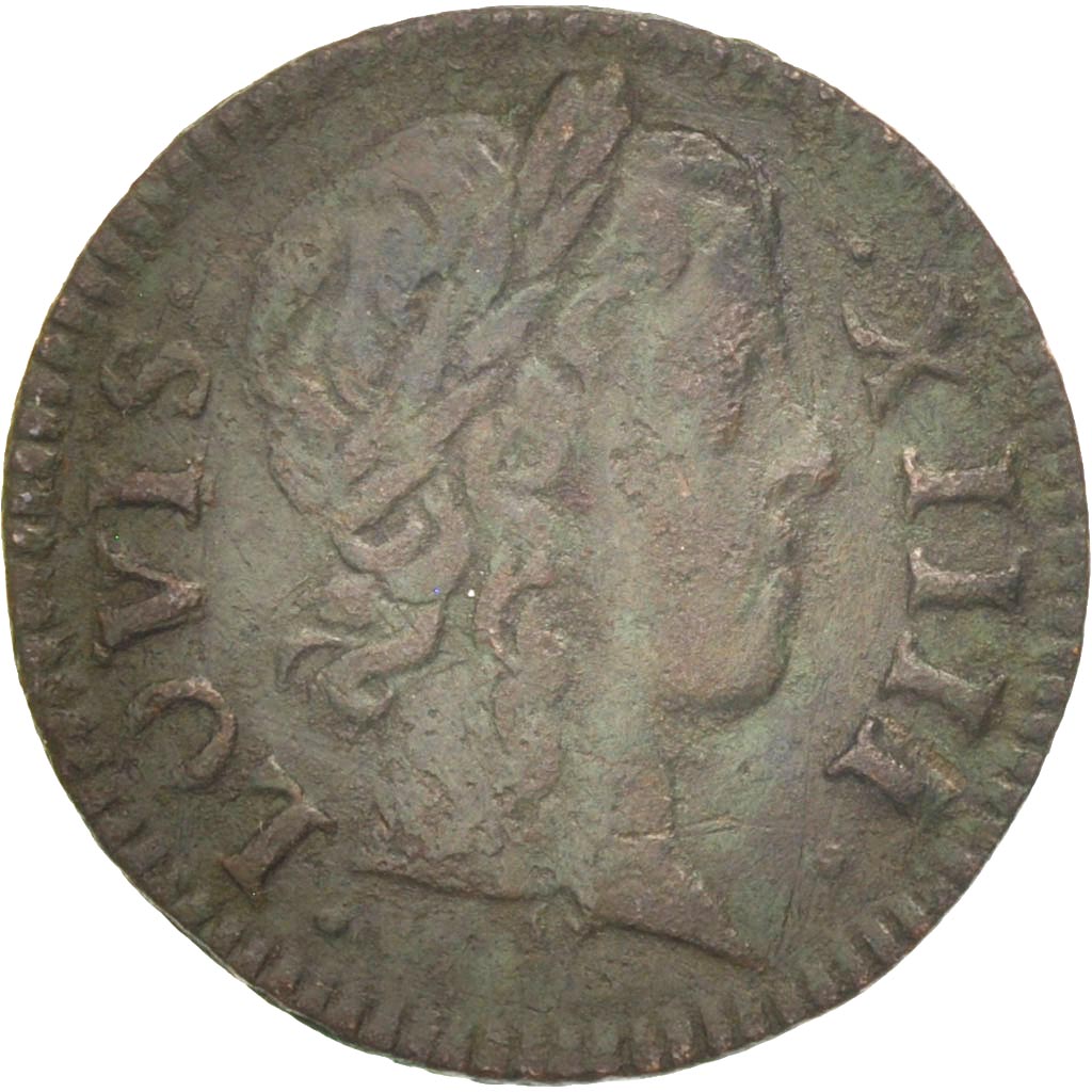 Frankrijk, Louis XIV, Denier Tournois, 1648, Paris, Koper, ZF+, CGKL:552, KM:167