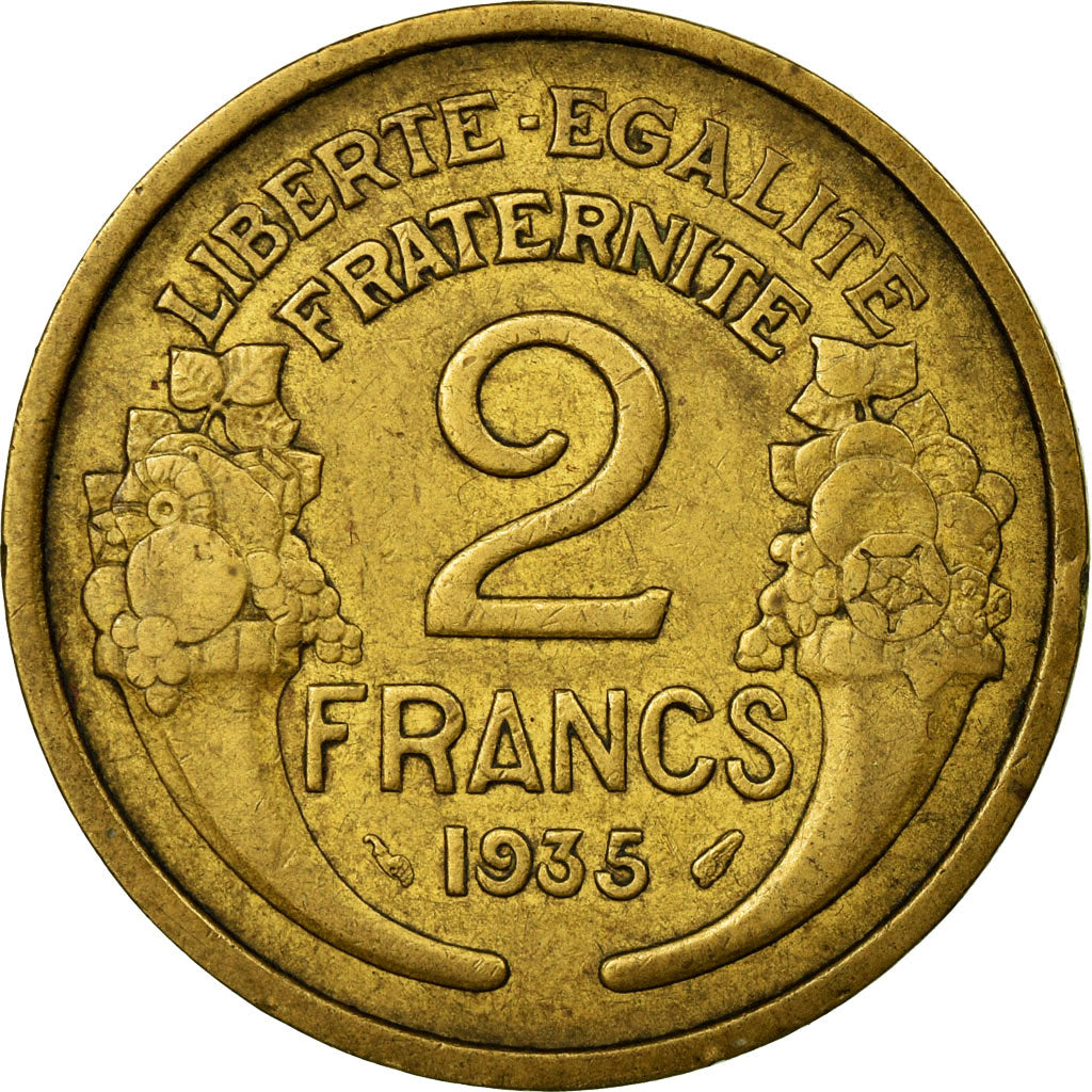 Munten, Frankrijk, Morlon, 2 Francs, 1935, ZF, Aluminum-Bronze, KM:886