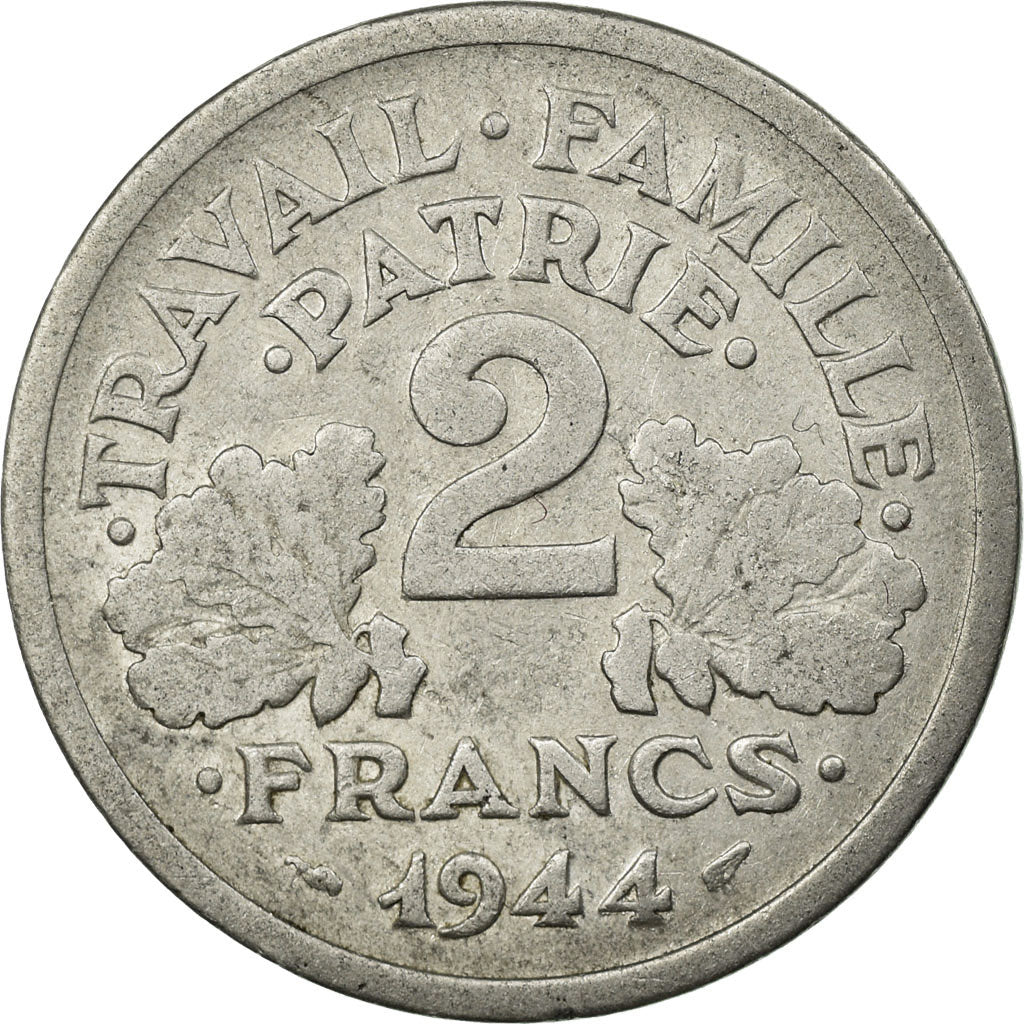 Coin, France, Bazor, 2 Francs, 1944, Castelsarrasin, VF(30-35), Aluminum