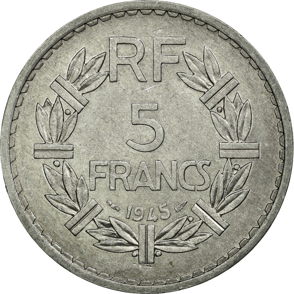 Munten, Frankrijk, Lavrillier, 5 Francs, 1945, Paris, PR+, Aluminium, KM:888b.1