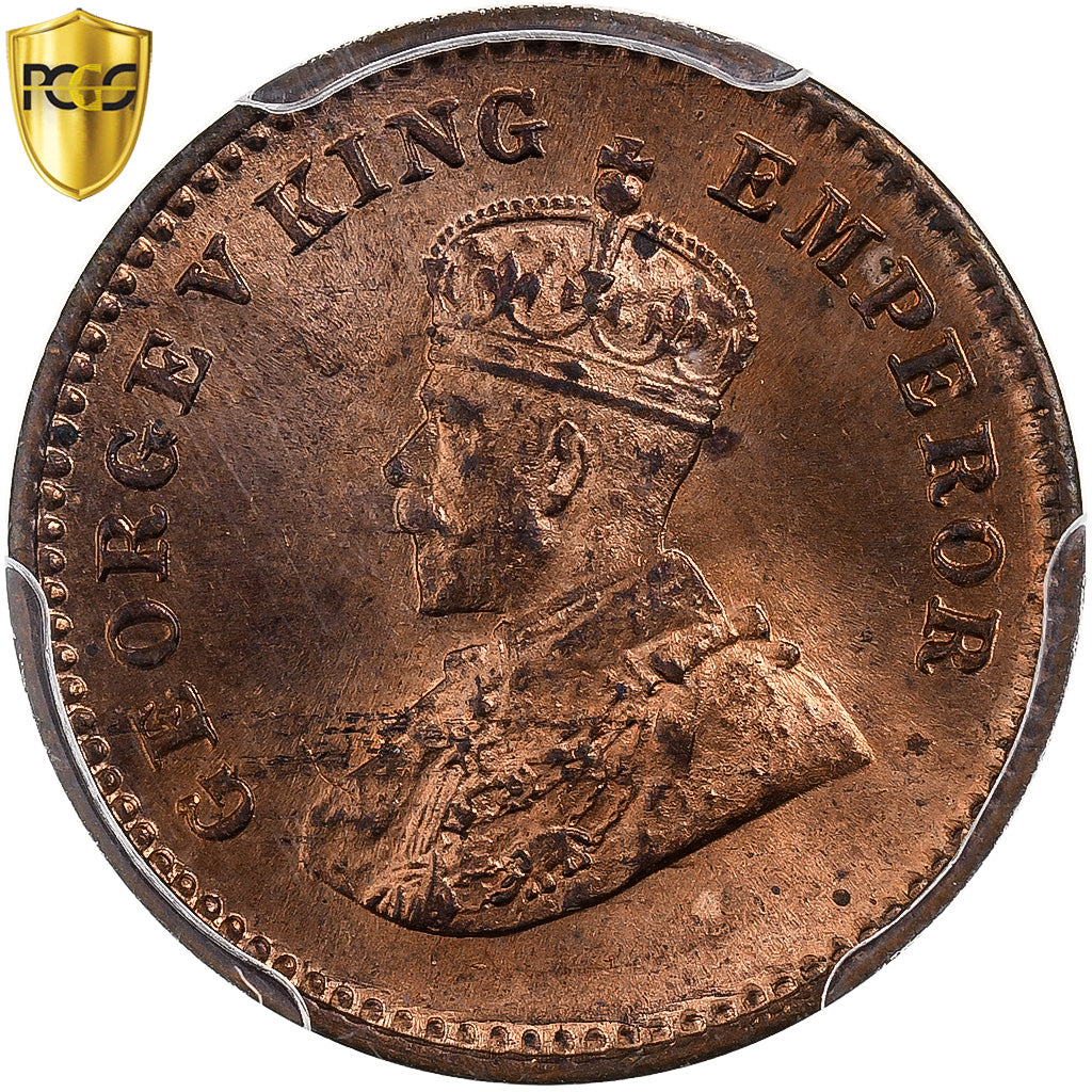 Coin, INDIA-BRITISH, George V, 1/12 Anna, 1 Pie, 1933, Calcutta, PCGS, MS66RD