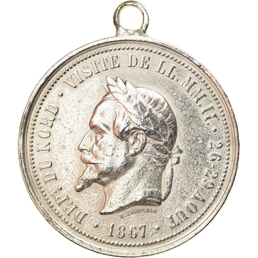 France, Medal, Visite de Napoleon III à la Chambre de Commerce de Lille, 1867