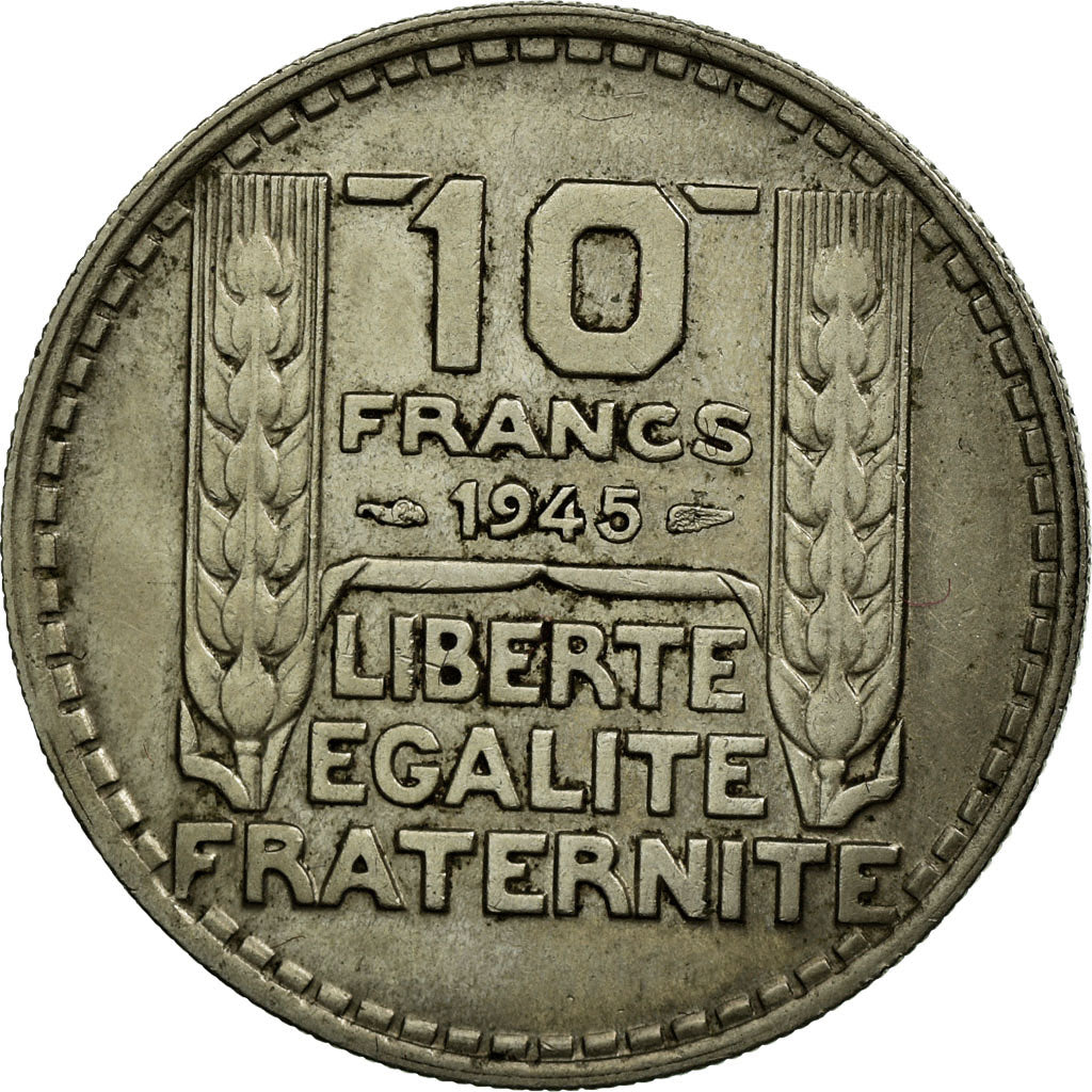 Moneta, Francja, Turin, 10 Francs, 1945, AU(50-53), Miedź-Nikiel, KM:908.1