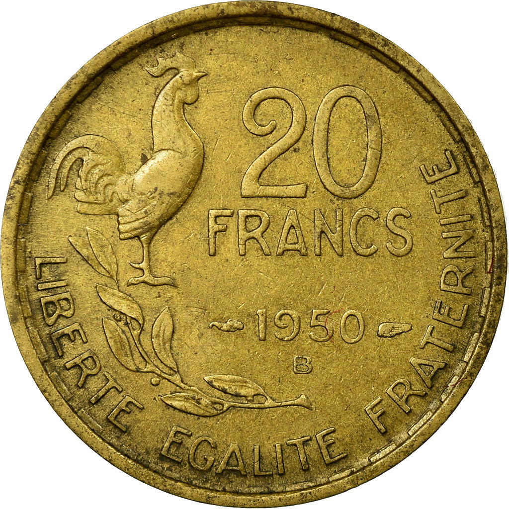 Coin, France, Guiraud, 20 Francs, 1950, Beaumont le Roger, EF(40-45)