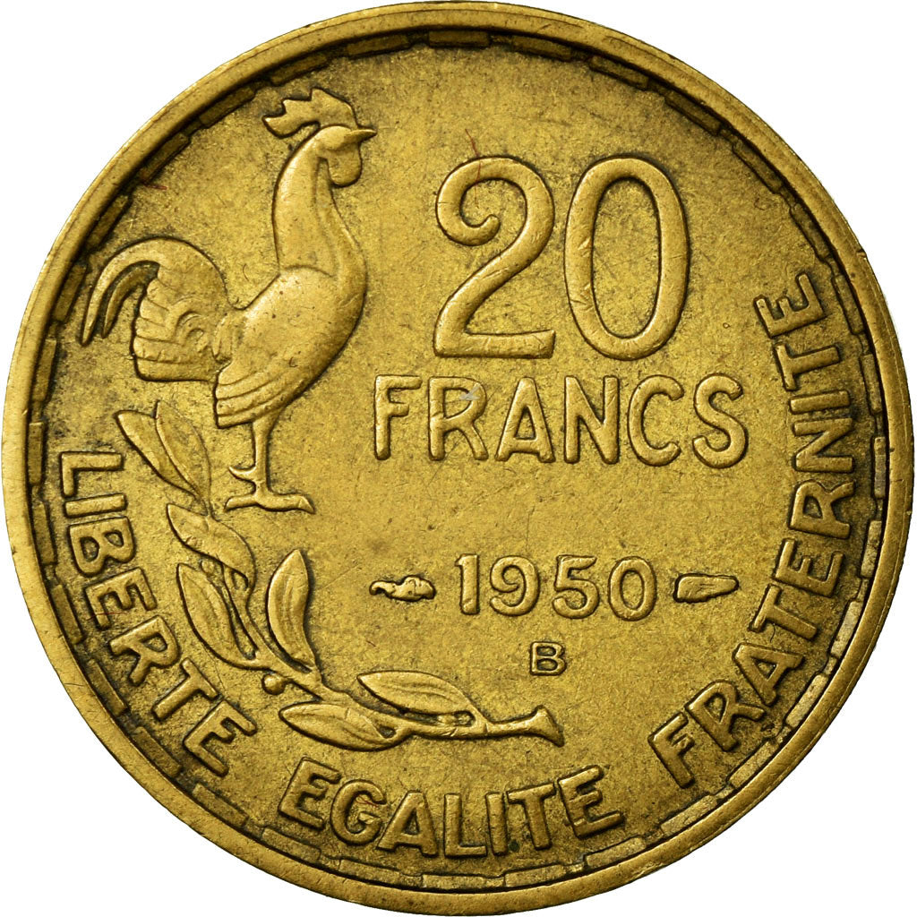 Coin, France, Guiraud, 20 Francs, 1950, Beaumont le Roger, AU(50-53)