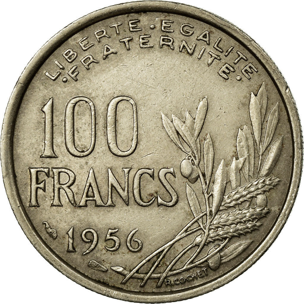 Coin, France, Cochet, 100 Francs, 1956, EF(40-45), Copper-nickel, KM:919.1