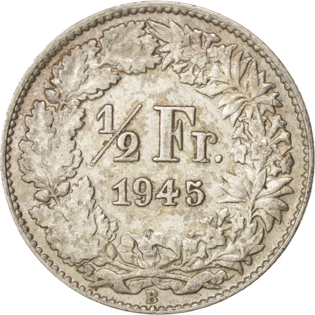 Coin, Switzerland, 1/2 Franc, 1945, Bern, AU(50-53), Silver, KM:23
