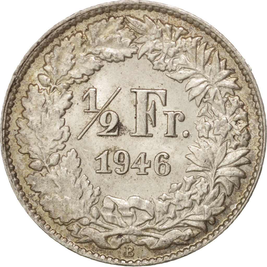 Coin, Switzerland, 1/2 Franc, 1946, Bern, AU(55-58), Silver, KM:23