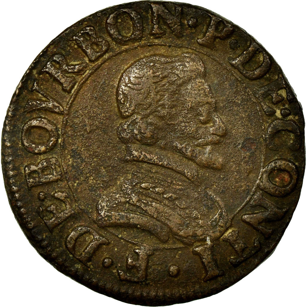 Coin, FRENCH STATES, CHATEAU-RENAUD, 2 Deniers, Tournois, EF(40-45), Copper