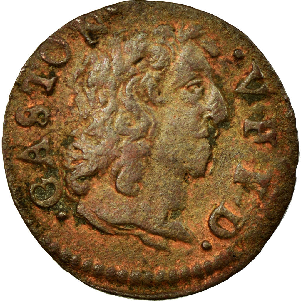 Monnaie, FRENCH STATES, DOMBES, Gaston d'Orléans, Denier Tournois, 1651, TTB