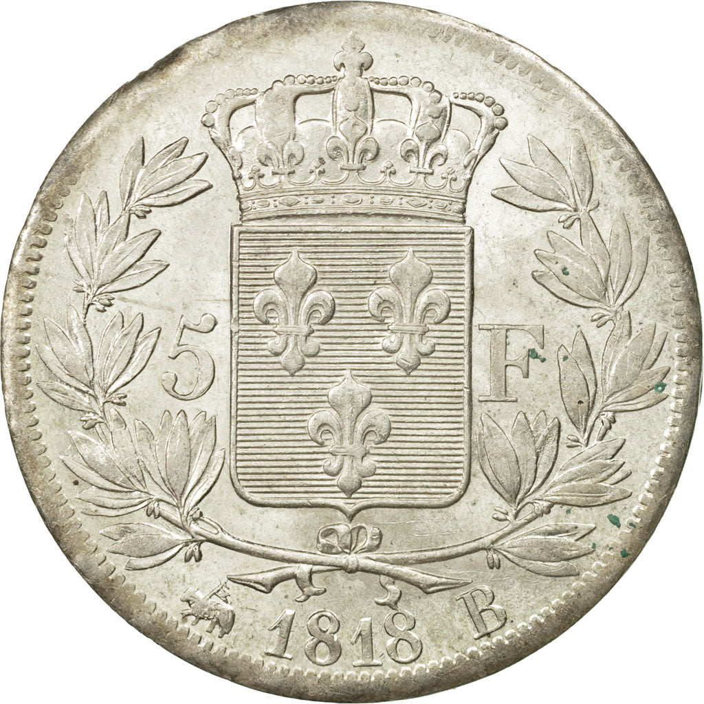 France, Louis XVIII, 5 Francs, 1818, Rouen, Argent, SUP, Gadoury:614, KM:711.2