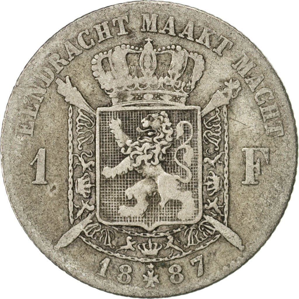 Moneta, Belgio, Leopold II, Franc, 1887, MB, Argento, KM:29.2