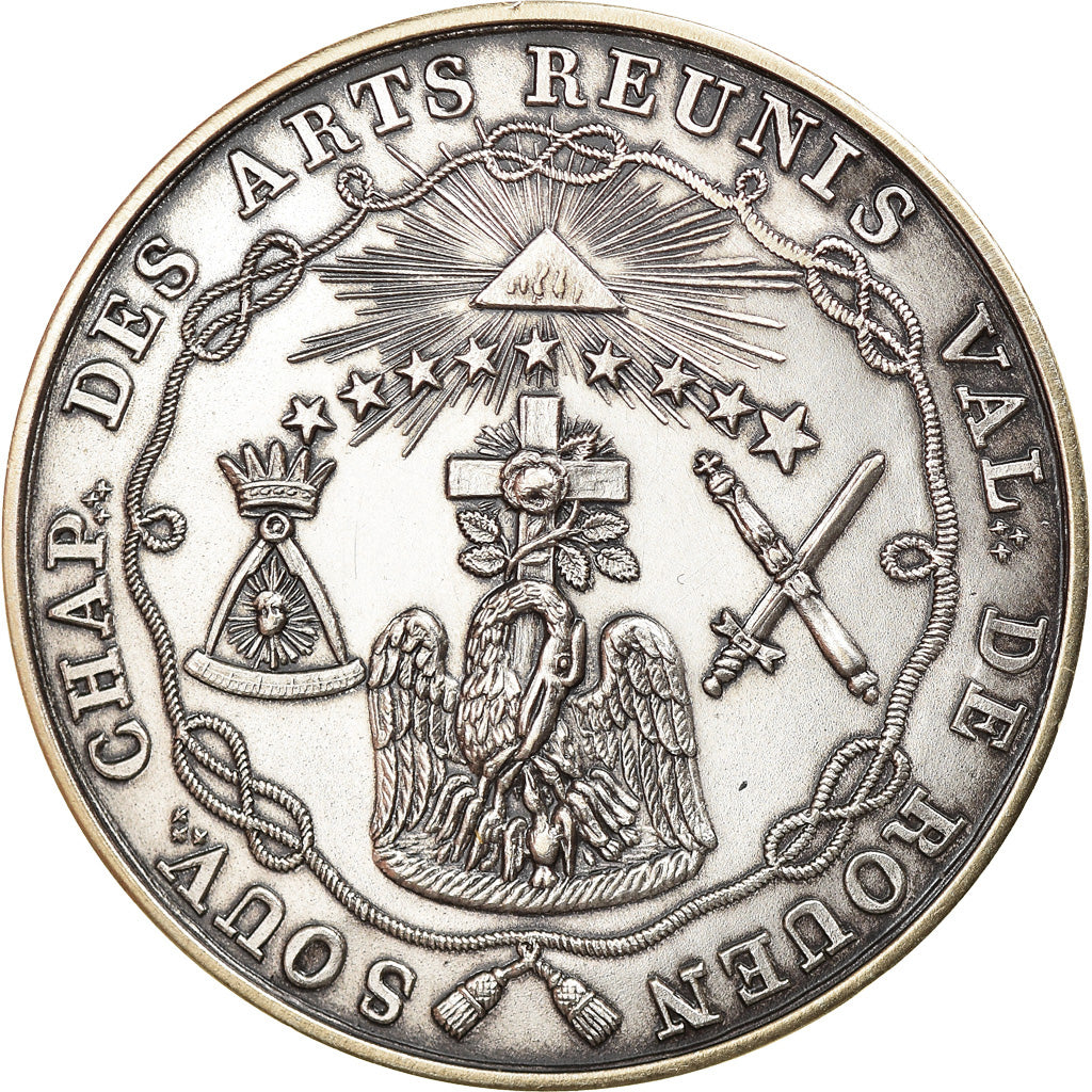 France, Token, Orient de Rouen, Les Arts Réunis, Silver, Restrike, MS(65-70)