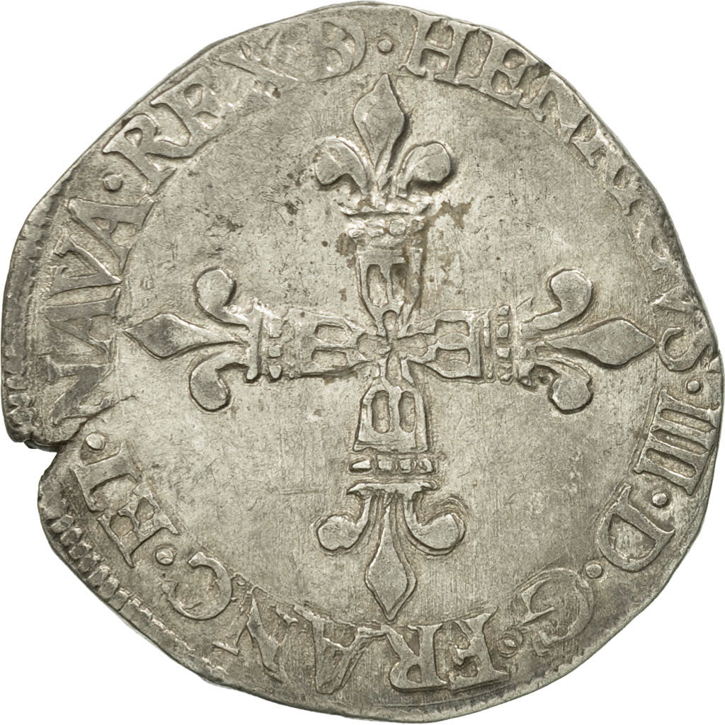 Francia, Henri IV, 1/4 Ecu de Béarn, 1596, Morlaas, Argento, BB, Gadoury:603