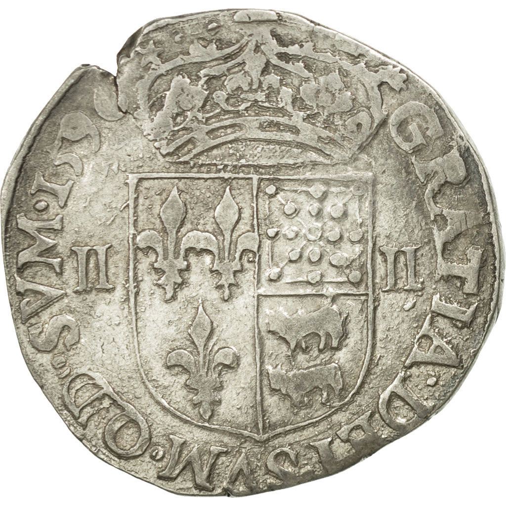Francia, Henri IV, 1/4 Ecu de Béarn, 1596, Morlaas, Argento, BB, Gadoury:603