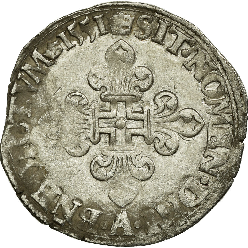 Monnaie, France, Demi Gros de Nesle, 1551, Paris, TB, Argent, Duplessy:995