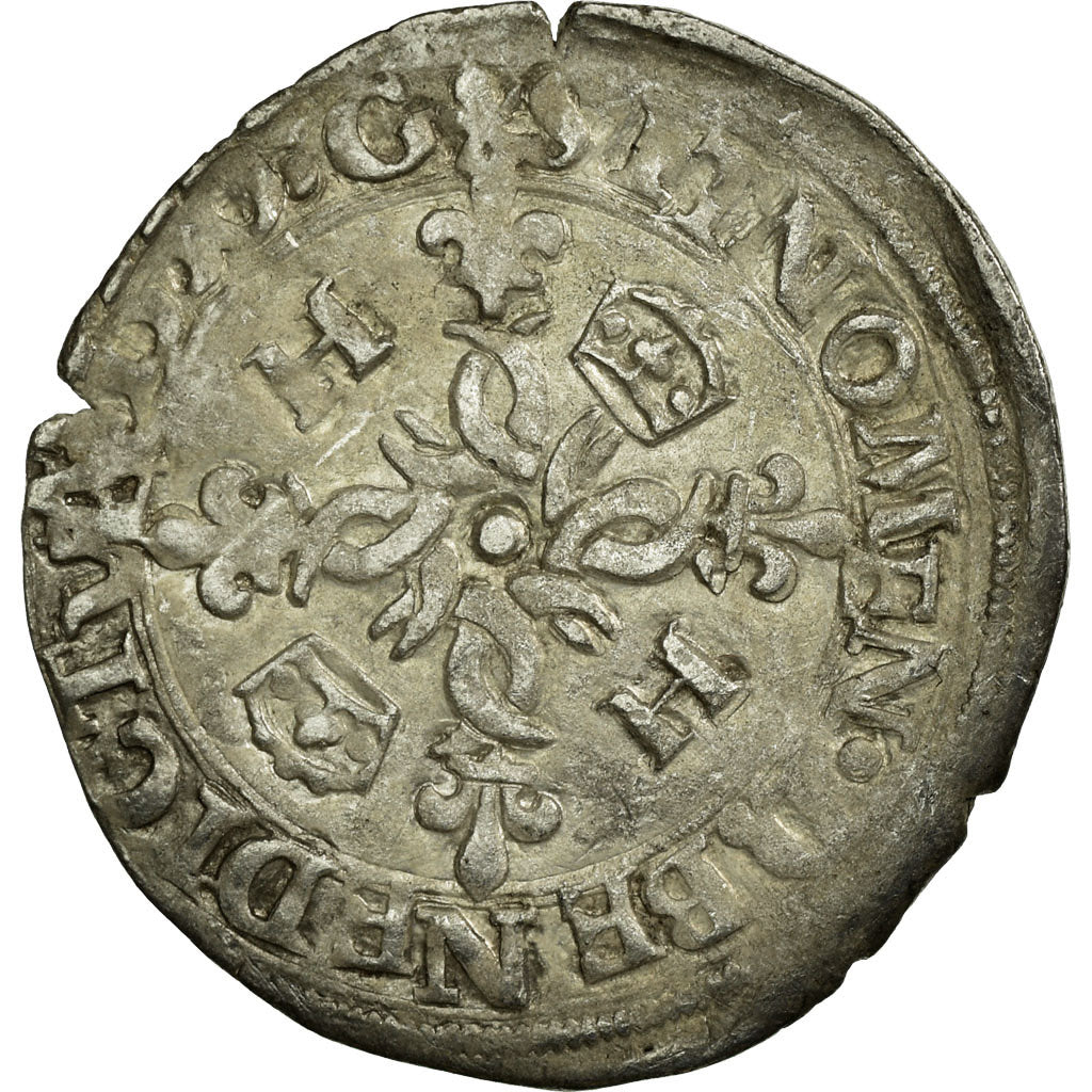 Monnaie, France, Douzain aux croissants, 1550, Grenoble, TB+, Argent, Ciani:1305
