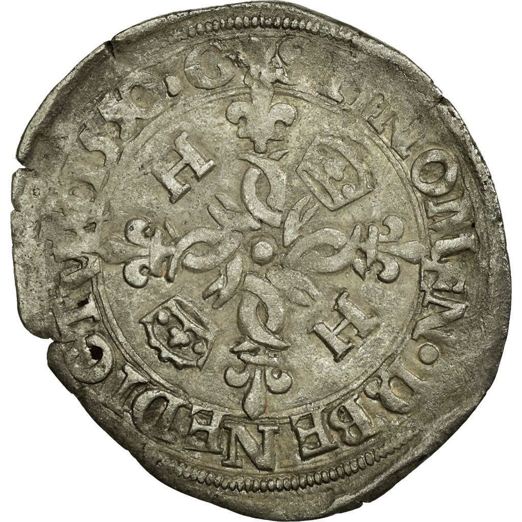 Monnaie, France, Douzain aux croissants, 1550, Grenoble, TB+, Argent, Ciani:1305