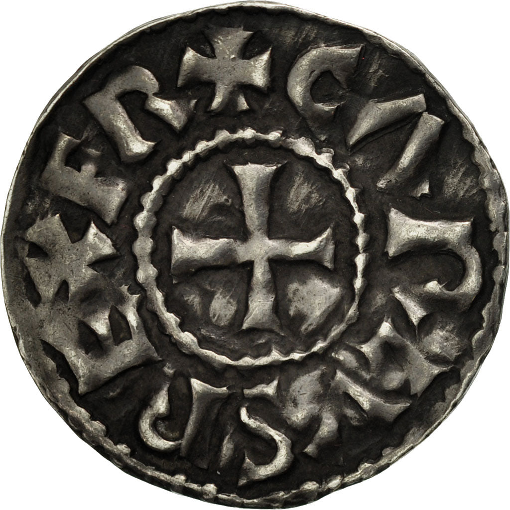 France, Charles II The Bald, Denarius, 840-864, Melle, Silver, AU(50-53)