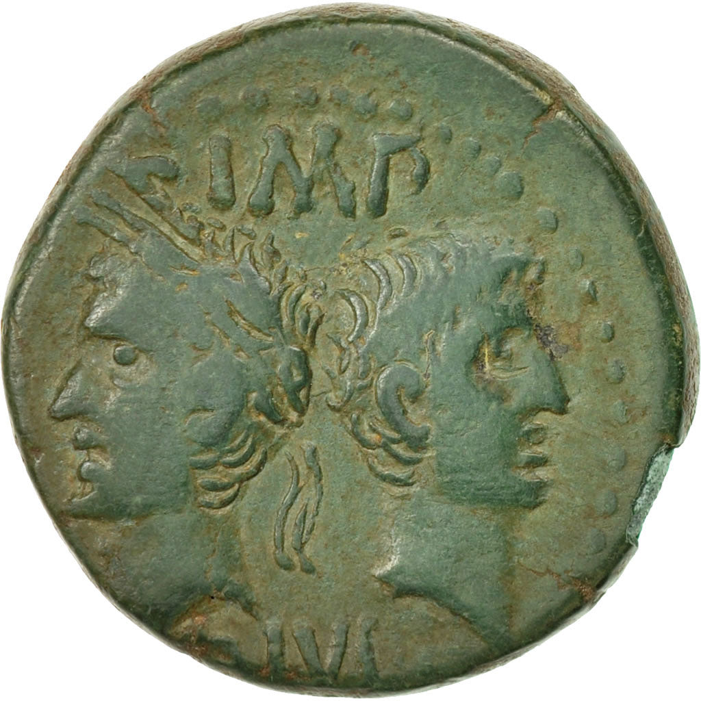 Augustus & Agrippa, As, 20-10 BC, Nemausus, Bronze, VF(30-35), RIC:157