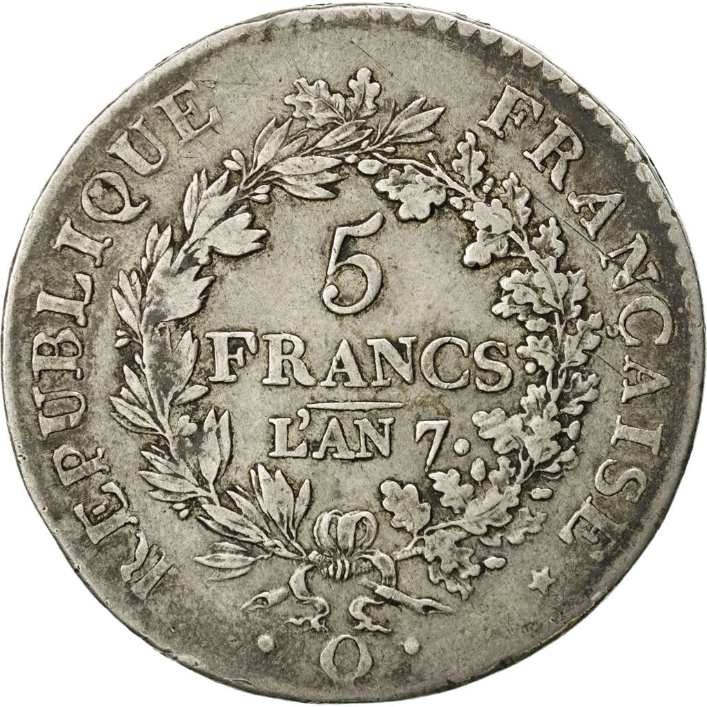 Coin, France, Union et Force, 5 Francs, AN 7, Perpignan, VF(30-35), Silver