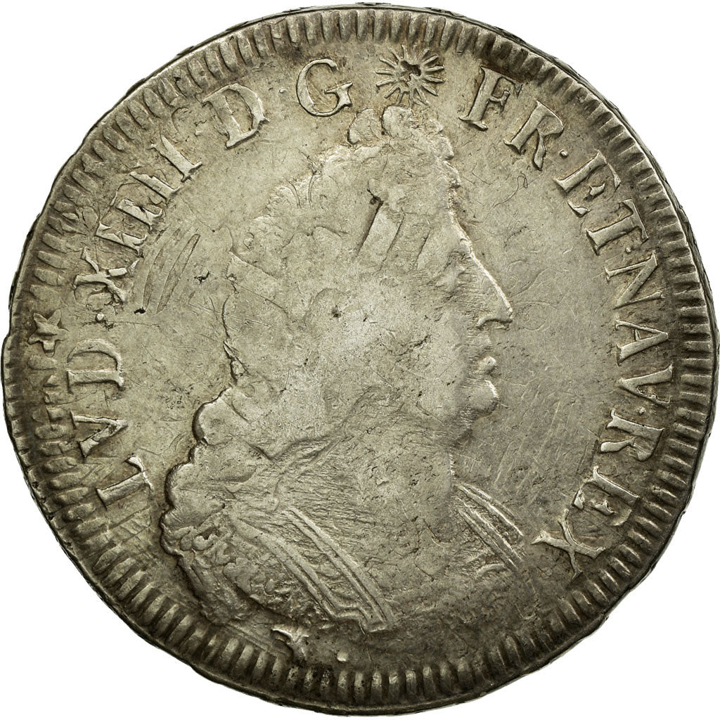 Moneda, Francia, Louis XIV, 1/2 Écu aux palmes, 1/2 Ecu, 1694, Lyon, BC+