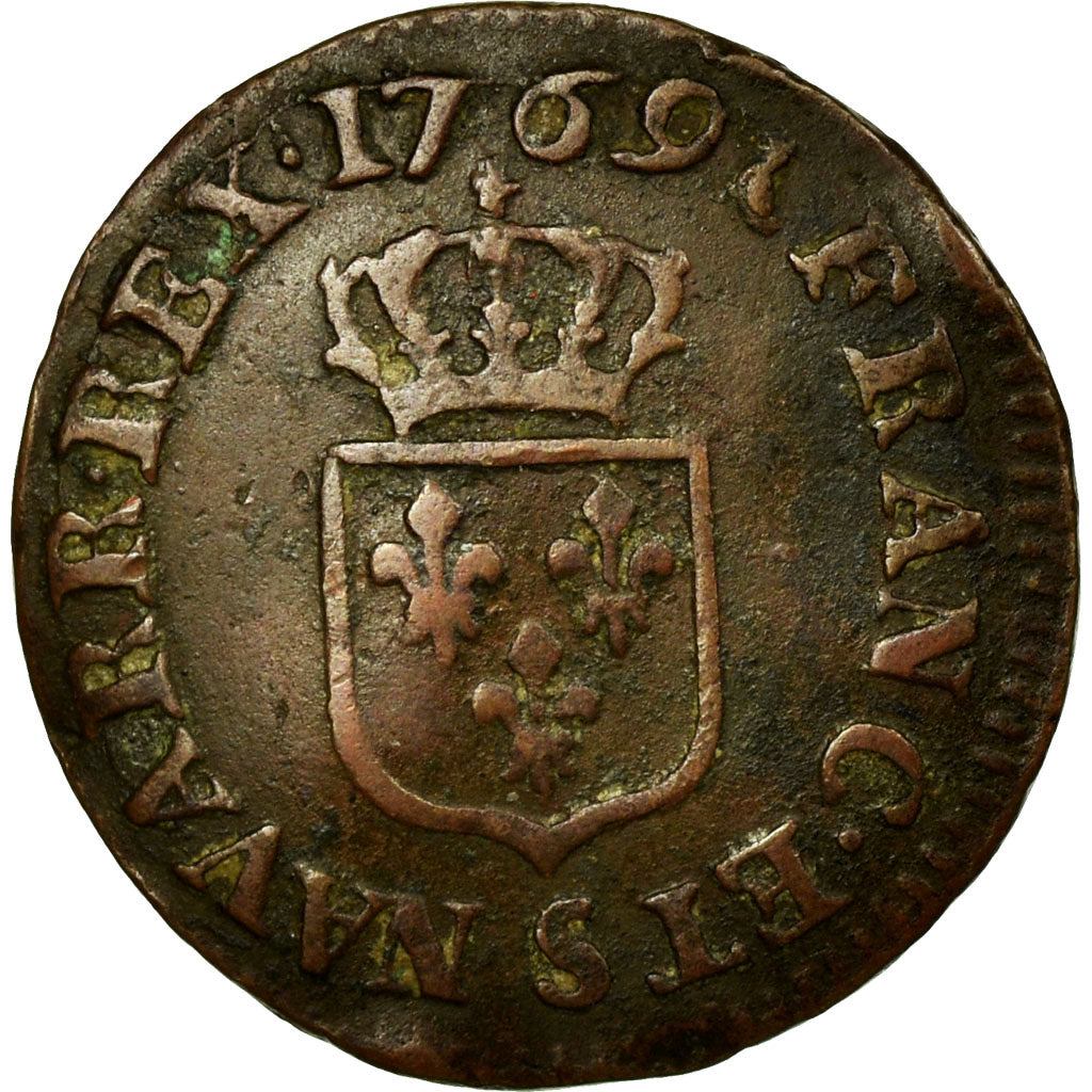 Coin, France, Louis XV, Liard à la vieille tête, Liard, 1769, Reims