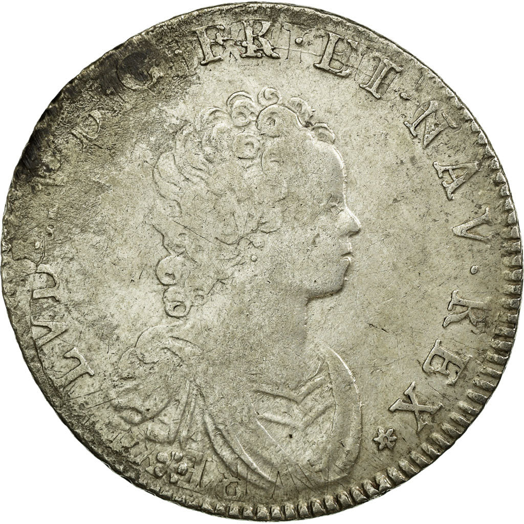 Coin, France, Louis XV, 1/4 Écu Vertugadin, 30 Sols, 1/4 ECU, 1716, Caen