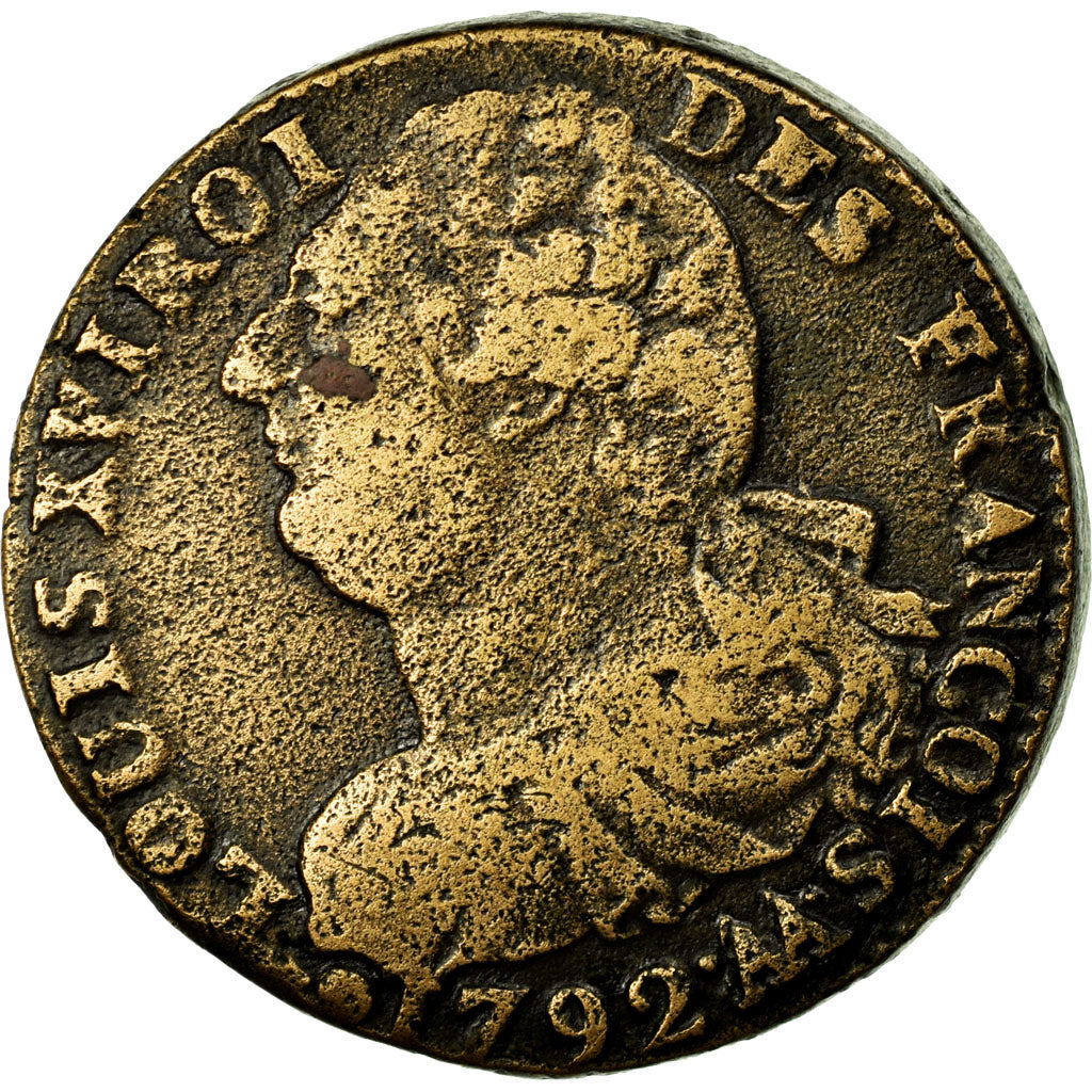 Moneta, Francja, 2 sols françois, 2 Sols, 1792, Metz, VF(30-35), Bronze