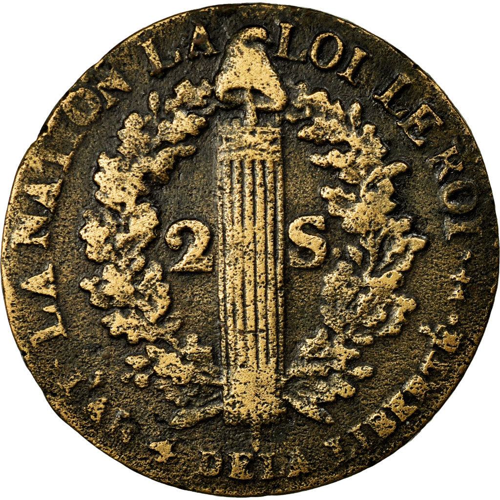 Moneta, Francja, 2 sols françois, 2 Sols, 1792, Metz, VF(30-35), Bronze