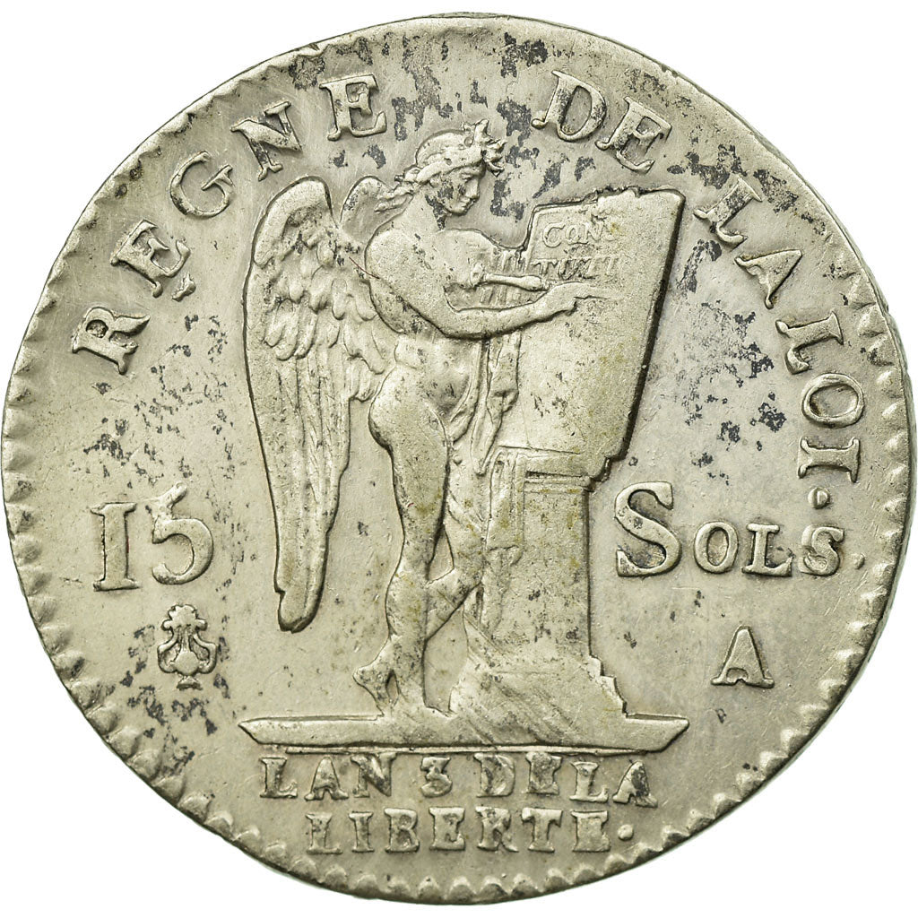 Monnaie, France, 15 sols françois, 15 Sols, 1/8 ECU, 1791, Paris, TTB+, Argent