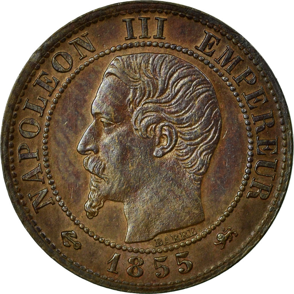 Moneta, Francja, Napoleon III, Napoléon III, Centime, 1855, Lyon, AU(50-53)