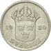 Coin, Sweden, Gustaf V, 25 Öre, 1930, VF(30-35), Silver, KM:785