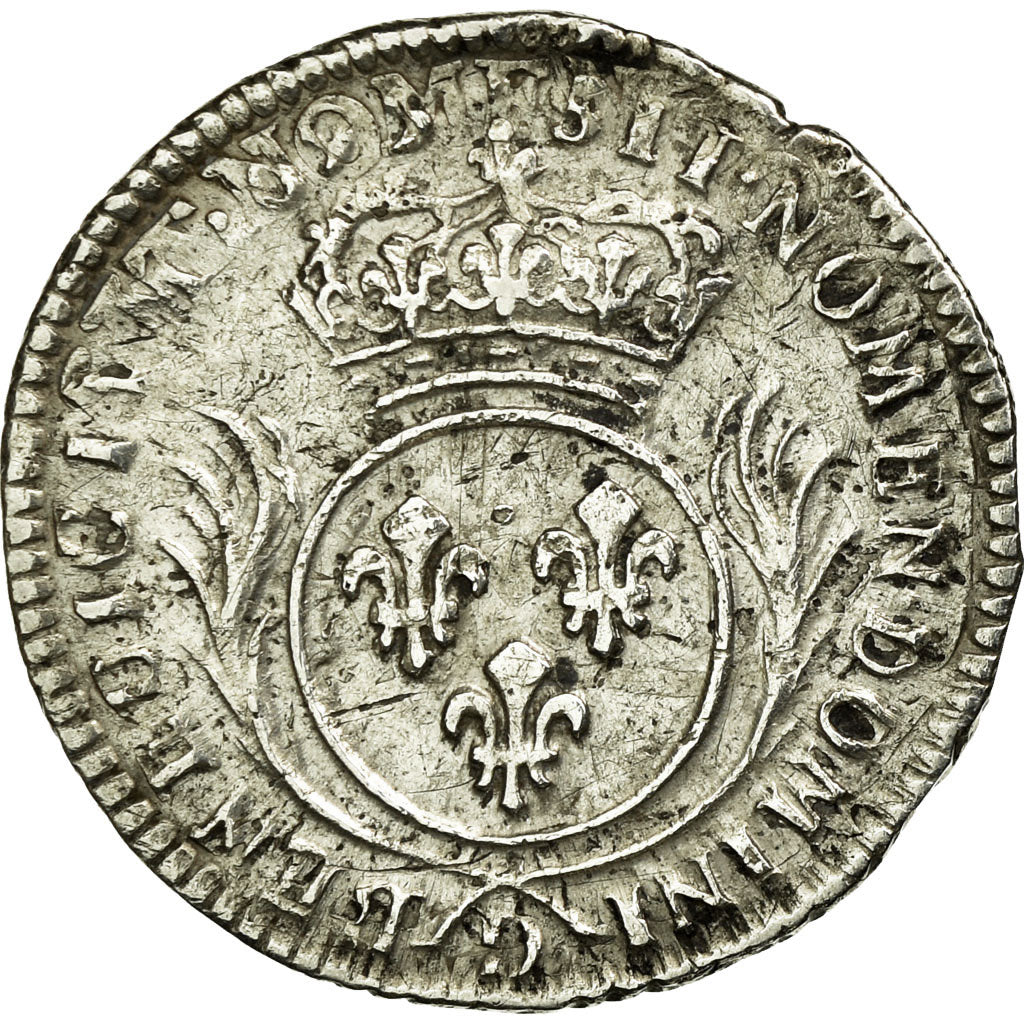 Francia, Louis XIV, 1/12 Ecu aux palmes, 1695, Lyon, reformed, Argento, MB+