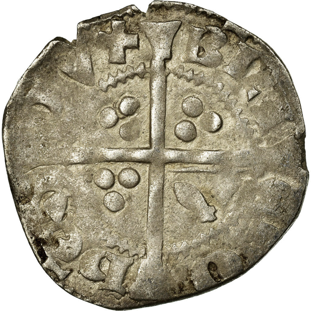 Duchy of Brittany, Jean IV de Montfort, 1/2 Gros, 1345-1399, Argento, MB+