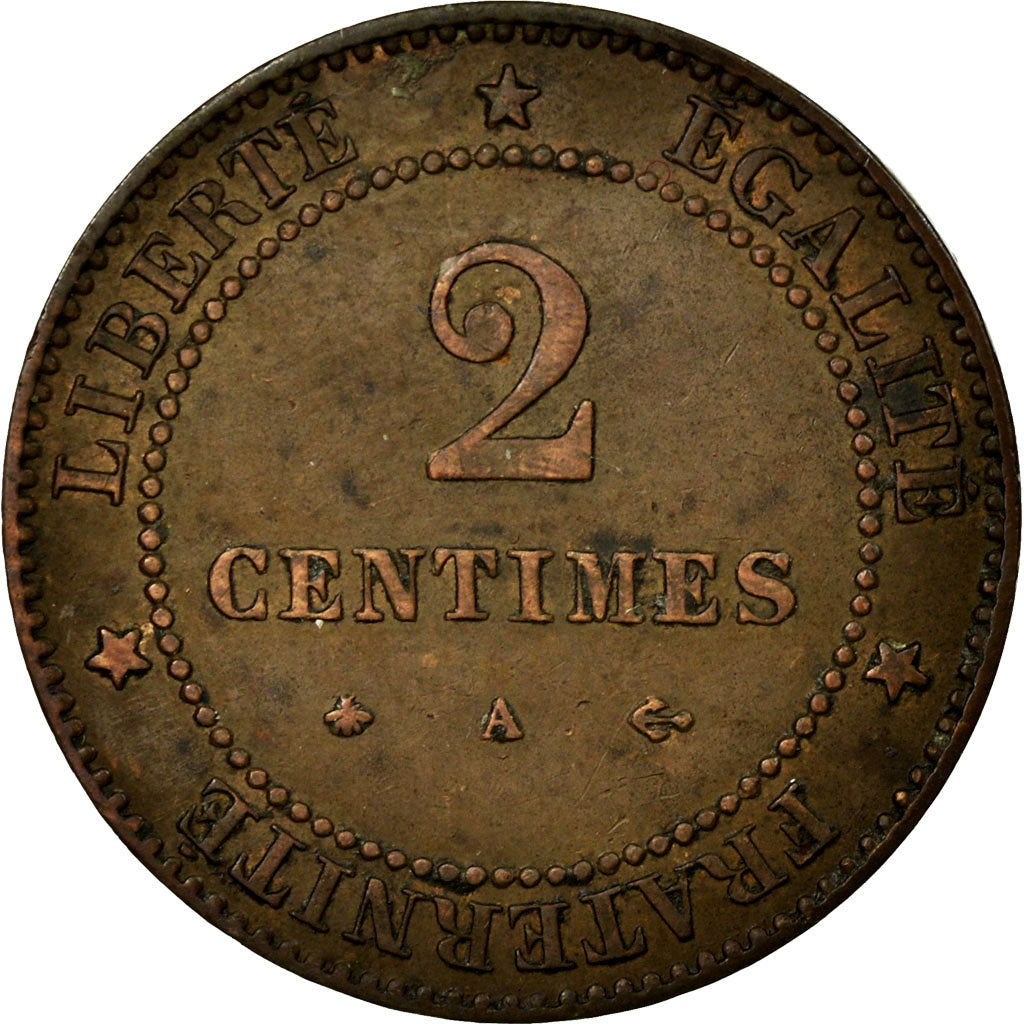 Coin, France, Cérès, 2 Centimes, 1878, Paris, AU(50-53), Bronze, KM:827.1