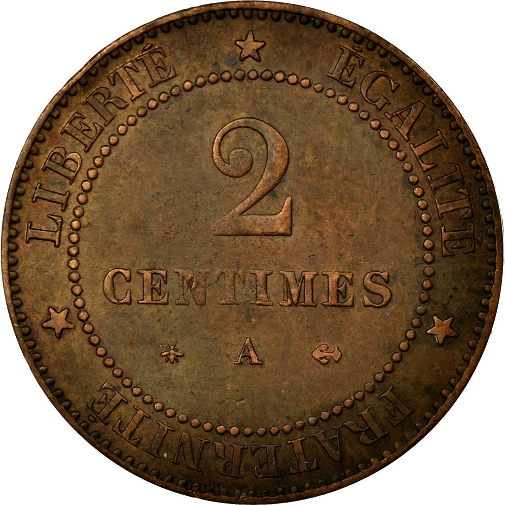 Monnaie, France, Cérès, 2 Centimes, 1879, Paris, TTB, Bronze, KM:827.1