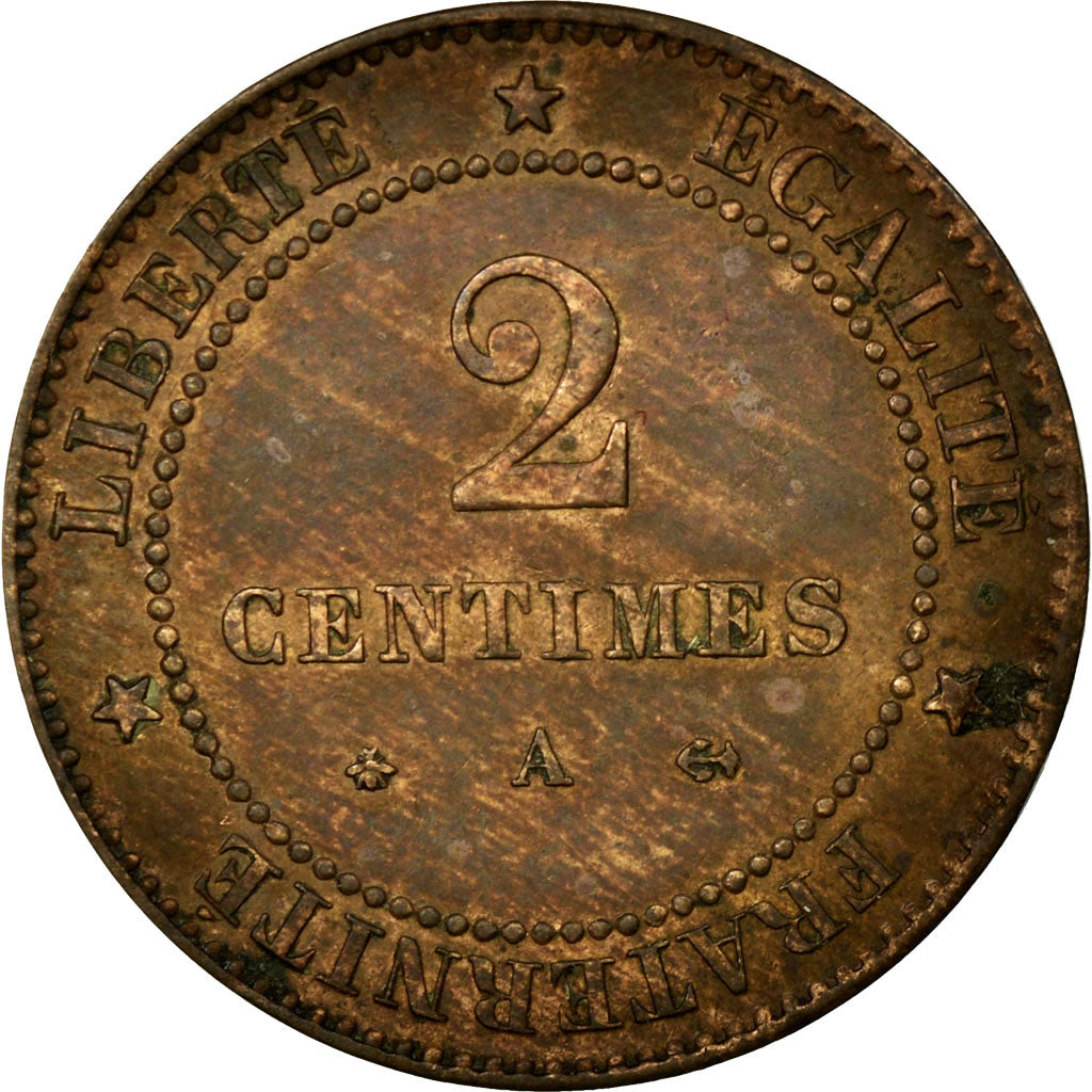 Monnaie, France, Cérès, 2 Centimes, 1879, Paris, TTB+, Bronze, KM:827.1