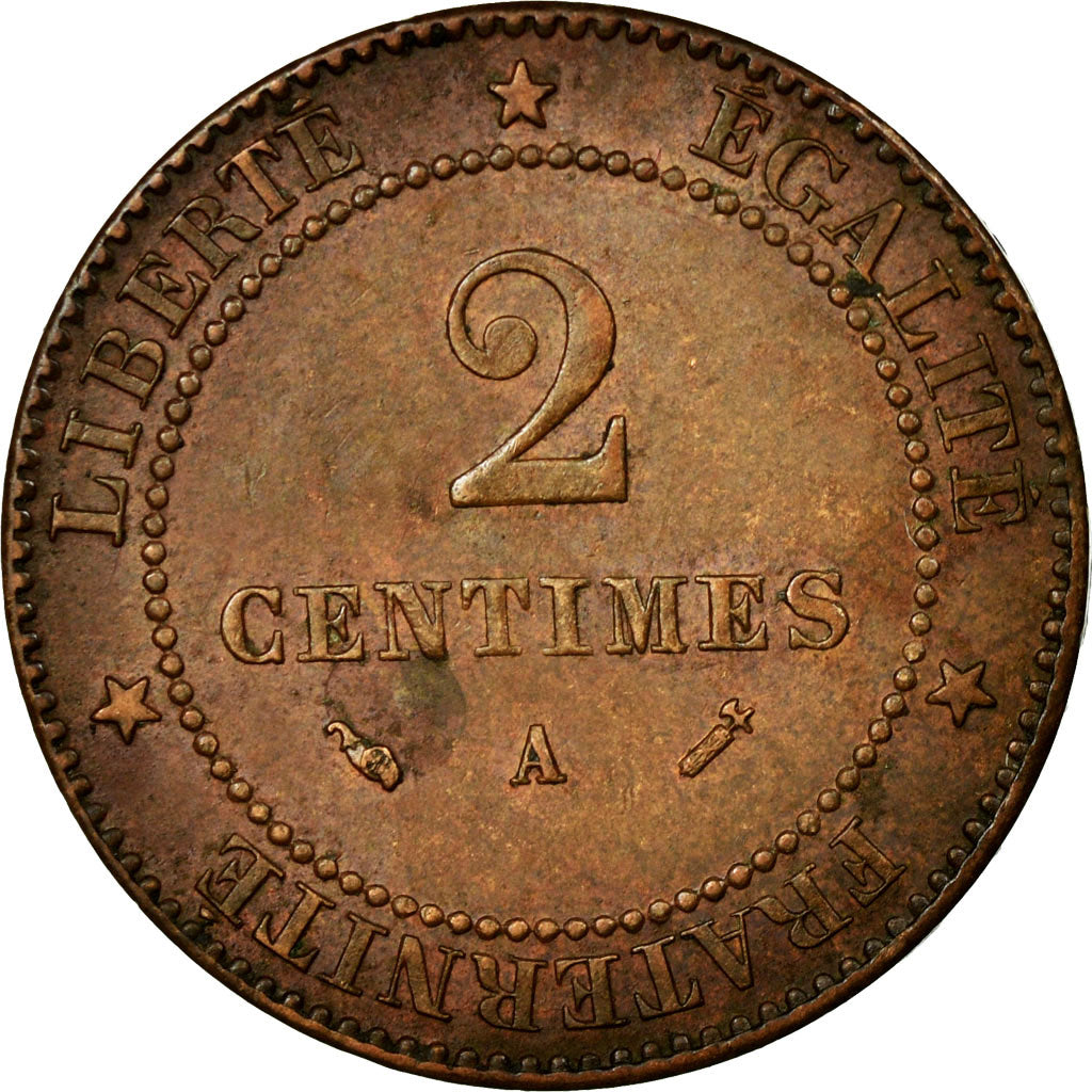 Coin, France, Cérès, 2 Centimes, 1882, Paris, AU(50-53), Bronze, Gadoury:105