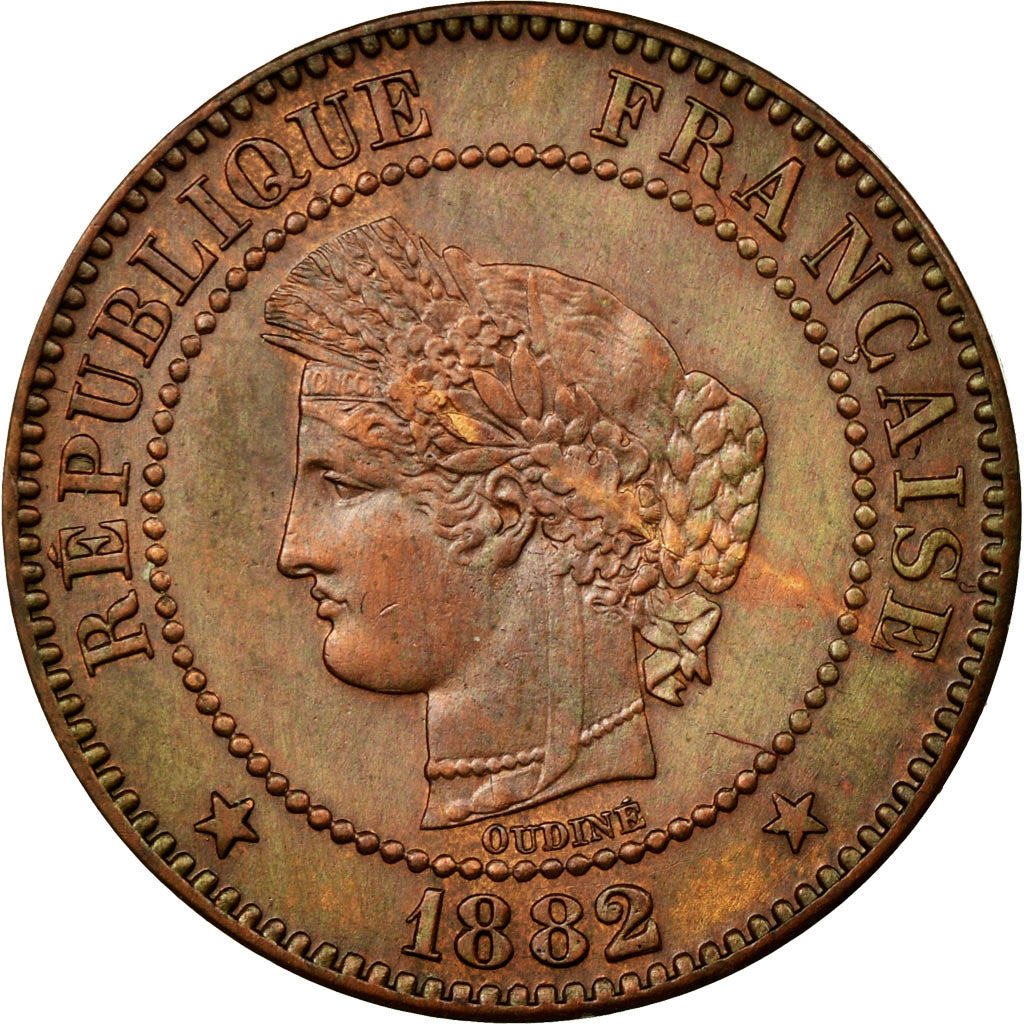 Coin, France, Cérès, 2 Centimes, 1882, Paris, AU(55-58), Bronze, KM:827.1