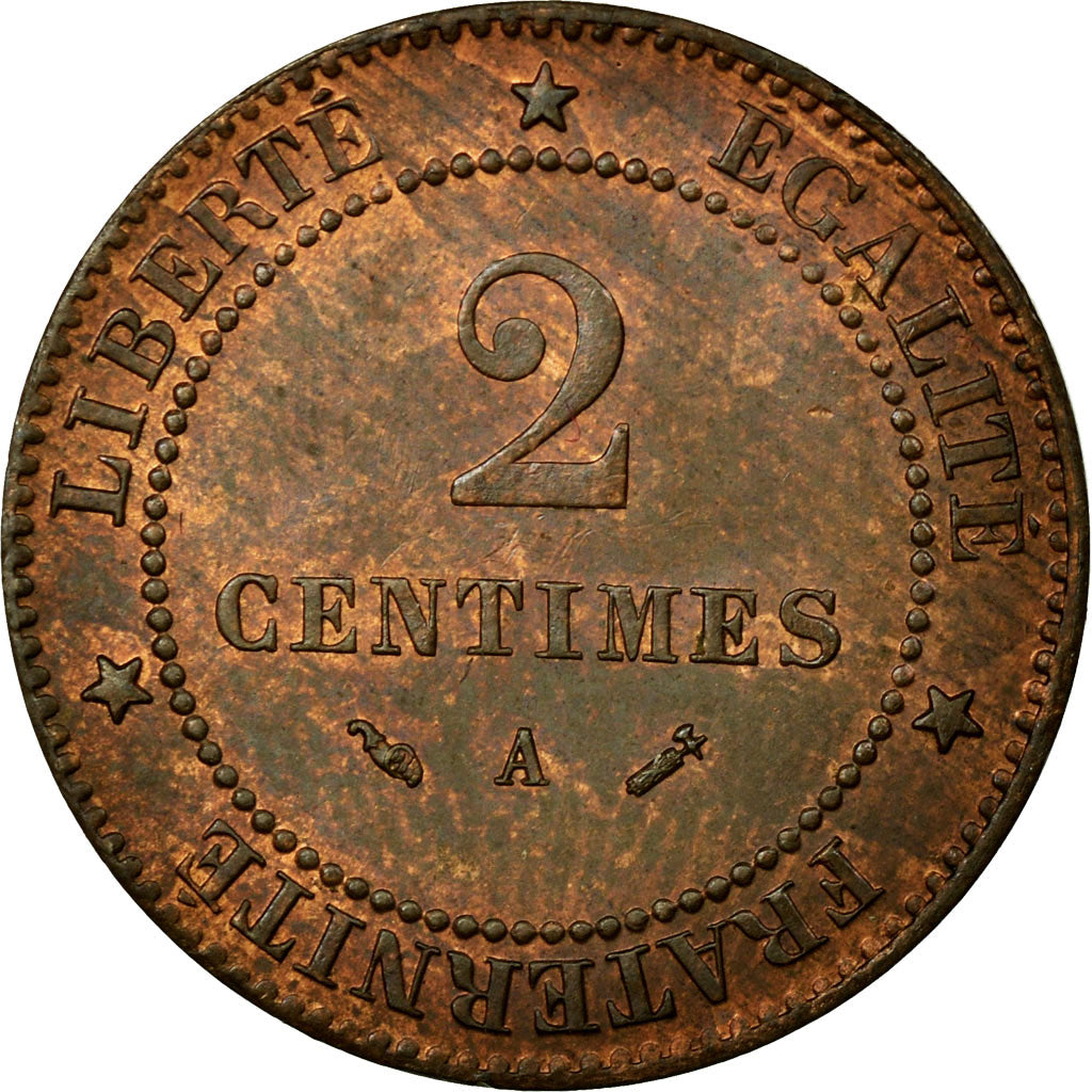Coin, France, Cérès, 2 Centimes, 1884, Paris, MS(60-62), Bronze, KM:827.1